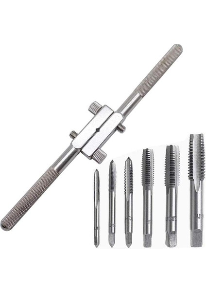 Adet 7.7 Inç Uzun T-Kolu Cırcır Musluk Tutucu Ayarlama ve Anahtarı M4-M12 Makine Vida Konu Metrik Fiş Dokunun (Yurt Dışından)