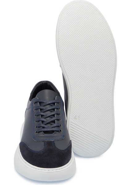 Lacivert Hakiki Deri Erkek Sneaker - E25I1AY57223-A31 fırsatları
