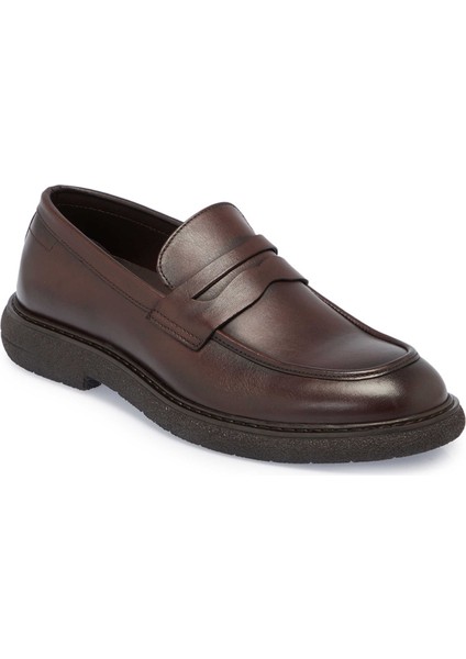 Kahve Hakiki Deri Erkek Casual Ayakkabı - E24S1AY57074-A24
