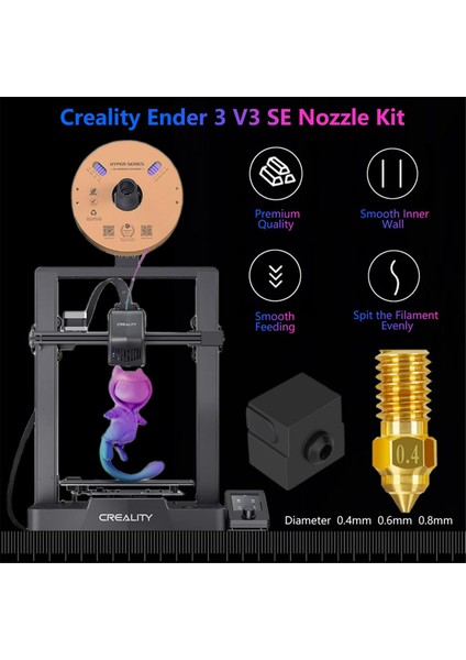 Ender 3 V3 Se Nozul Kiti Için 6pc, 3D Yazıcı Pirinç Nozulları 0.4mm 0.6mm 0.8mm, Yüksek Sıcaklık Direnç Ekstrüder Nozulları (Yurt Dışından) fiyatları