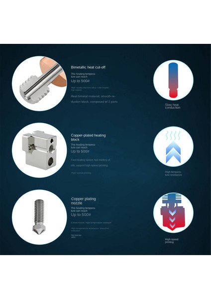 ENDER5/ENDER3/V2/CR10 Hotend Kiti Isıtma Bloğu Bi-Metal Boğaz 500 ℃ Volkan Nozul 3D Printerpart, A (Yurt Dışından) fırsatları