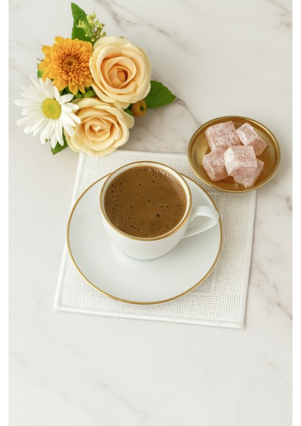 Beyaz Detaylı Çift Kare 6'lı Kokteyl Peçete