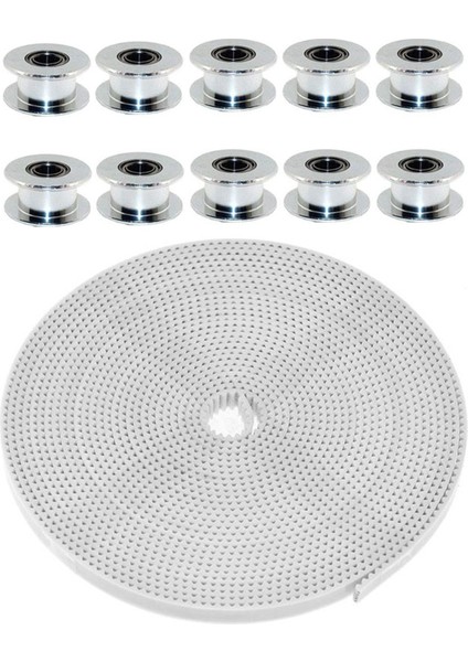 1x Pu Çelik Çekirdek Gt2 Kemer 2gt Zamanlama Kemeri ve 10X Gt2 20 Dişsiz Deli 5mm Alüminyum Zamanlama Kemer Avı Kasnağı (Yurt Dışından)