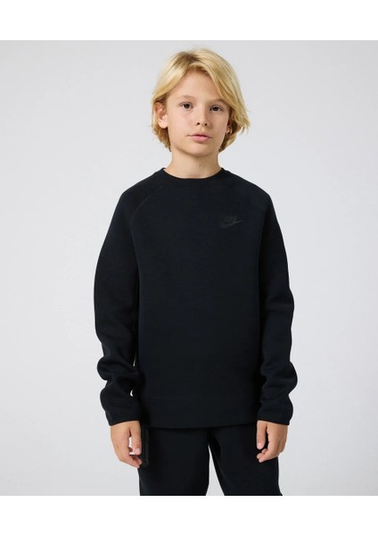 Tech Fleece Unisex Çocuk Siyah Bisiklet Yaka Sweatshirt - (FD3293-010 )