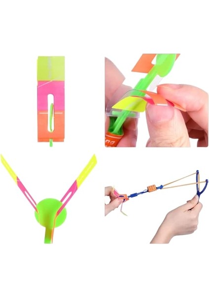 6 Adet LED Işıklı Sapan Havada Süzülen Oyuncak Mancınık Sapan fırsatları