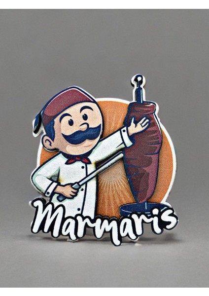 Marmaris Temalı Magnet Ahşap Lazer Kesim 3 Boyutlu Buzdolabı Süsü