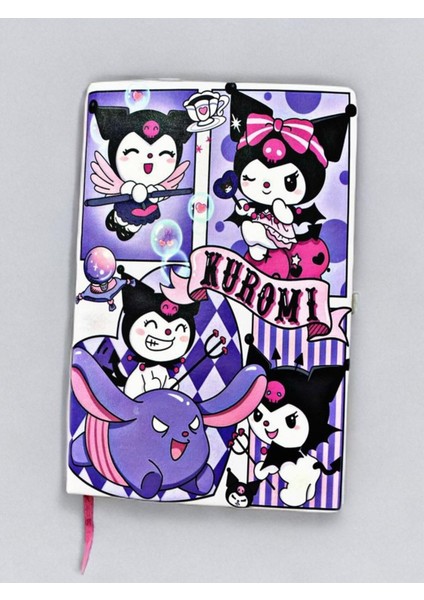 Kuromi Temalı Defter 13 x 21 cm Kapaklı Lastikli Çizgili Defter.