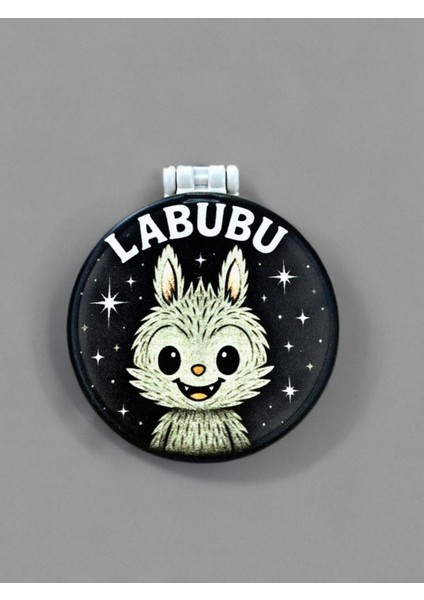Labubu Temalı Plastik El Aynası. Çap: 9cm. Çift Taraflı