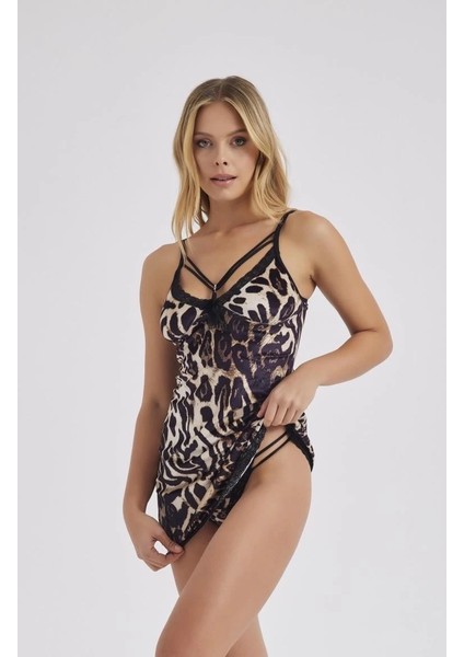 304 Leopar Desen Gecelik +String