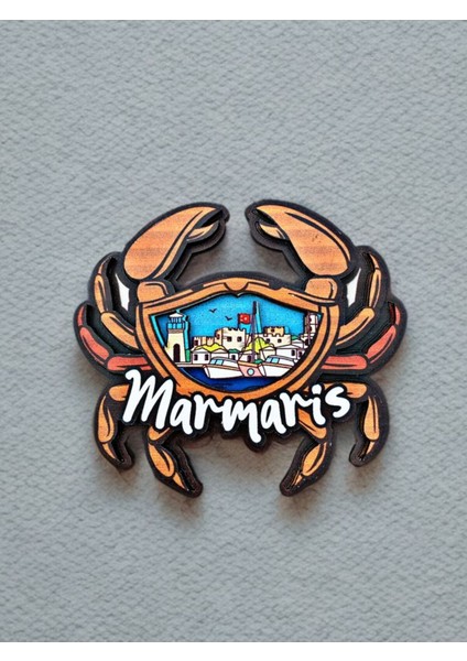Marmaris Temalı Magnet Ahşap Lazer Kesim 3 Boyutlu Buzdolabı Süsü