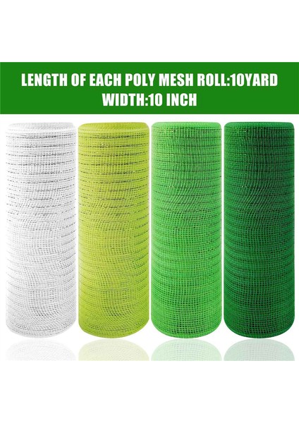4 Rulo St. Patrick Günü Poli Örgü Şeridi, Yeşil Beyaz Kablolu Kenar Şeridi 10 Inç x 30 Feet Poli Deco Mesh Şeridi (Yurt Dışından) indirimleri