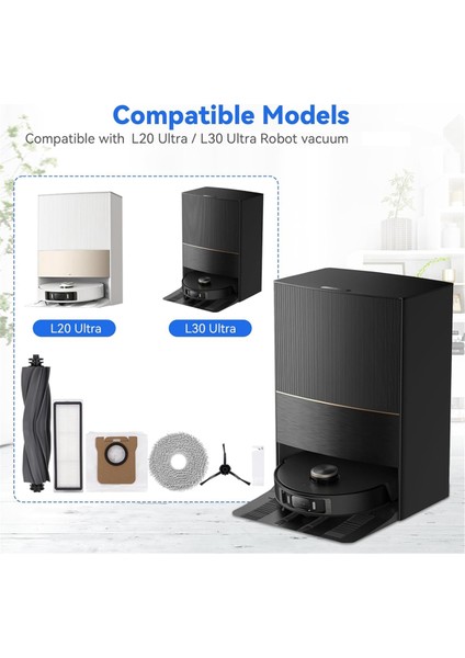 Dream L20 Ultra / L30 Ultra Robotik Elektrikli Temizleyici Yedek Parçalar Ana Yan Fırça Hepa Filtreler Mop Bez Toz Torbaları (Yurt Dışından) fiyatları