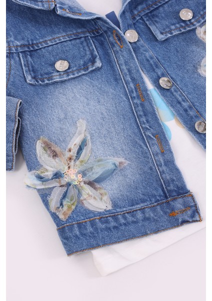 Kız Çocuk Kot Ceket 3'lü Takım modelleri