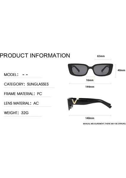 Retro Dikdörtgen Güneş Kadınlar Marka Tasarımcısı Vintage Küçük Çerçeve Güneş Gözlükleri Bayanlar Klasik Siyah Kare (Yurt Dışından) indirimleri