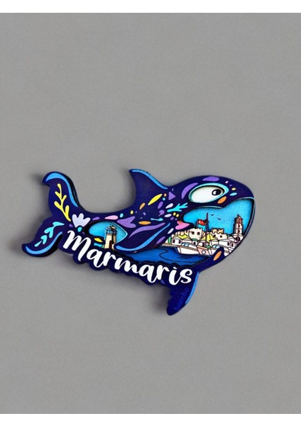 Marmaris Temalı Magnet Ahşap Lazer Kesim 3 Boyutlu Buzdolabı Süsü