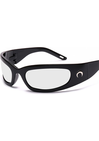 Ay Dikdörtgen Güneş Gözlüğü Kadın Erkek Vintage Açık Bisiklet Sporları Hip Hop Punk Güneş Gözlükleri UV400 (Yurt Dışından)