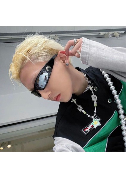 Ay Dikdörtgen Güneş Gözlüğü Kadın Erkek Vintage Açık Bisiklet Sporları Hip Hop Punk Güneş Gözlükleri UV400 (Yurt Dışından) fırsatları