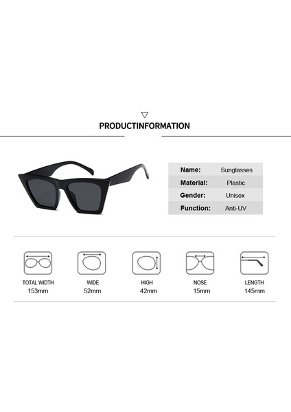 Kare Güneş Gözlüğü Tasarımcı Lüks Erkek/kadın Kedi Gözü Güneş Gözlükleri Klasik Vintage UV400 Outdoor (Yurt Dışından) indirimleri