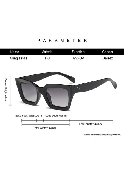 Kare Güneş Gözlüğü Bayanlar Vintage Büyük Boy Güneş Gözlükleri Kadın Büyük Çerçeve UV400 (Yurt Dışından) indirimleri