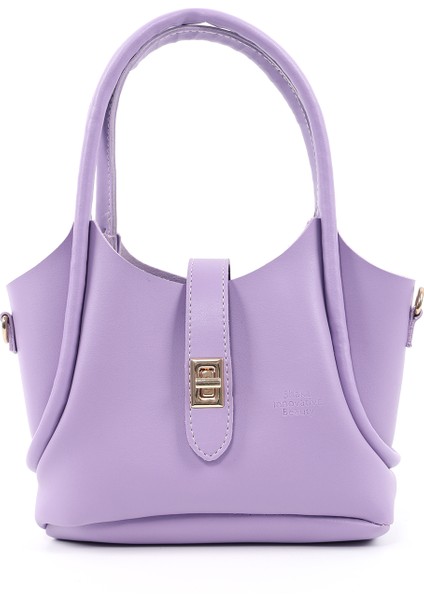 Lila SHK187 Suni Deri Kilit Detaylı Ayarlabilir Askılı El,kol ve Omuz Çantası