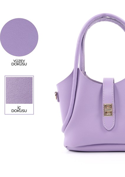 Lila SHK187 Suni Deri Kilit Detaylı Ayarlabilir Askılı El,kol ve Omuz Çantası indirimleri