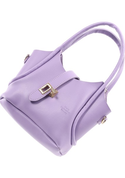 Lila SHK187 Suni Deri Kilit Detaylı Ayarlabilir Askılı El,kol ve Omuz Çantası