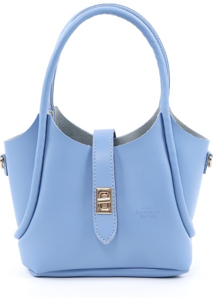 Mavi SHK187 Suni Deri Kilit Detaylı Ayarlabilir Askılı El,kol ve Omuz Çantası