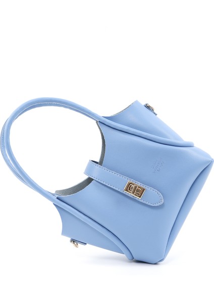 Mavi SHK187 Suni Deri Kilit Detaylı Ayarlabilir Askılı El,kol ve Omuz Çantası