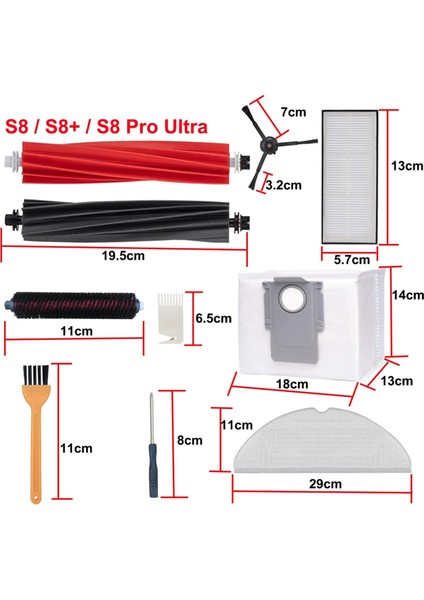 Roborock Için Aksesuar Kiti S8 / S8+ / S8 Pro Uitra Robot Vakum Çift Ana Fırça Yan Fırçası Hepa Filtre Mop Kumaşları (Yurt Dışından) fiyatları