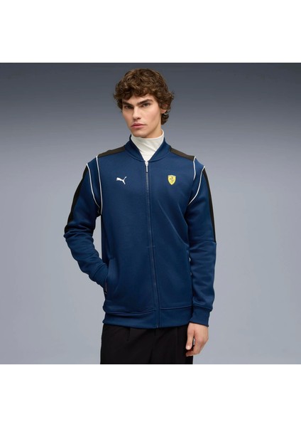 Erkek Mavi Puma Ferrari Mt7 Track Jacket Mavi Erkek Ceket