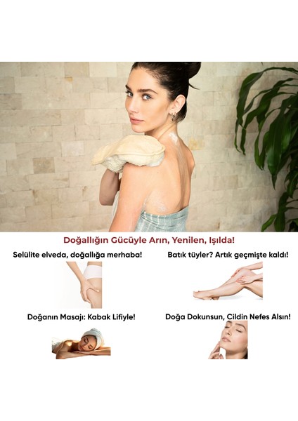 %100 Doğal Kabak Eldiven Kese Peeling Cilt Arındırma Siyah Nokta ve Ölü Deri Karşıtı Tüm Cilt Tipleri