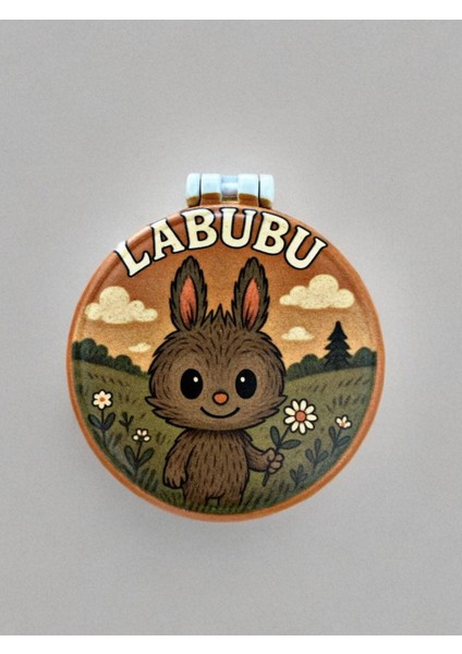 Labubu Temalı Plastik El Aynası. Çap: 9cm. Çift Taraflı
