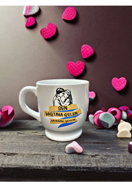 Sevgi Temalı Seramik Kupa