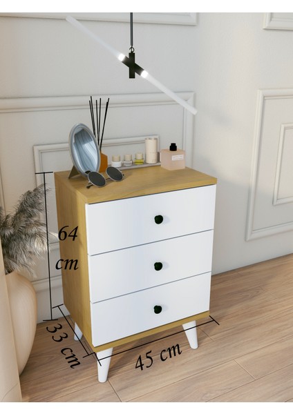 Komodin Parlak Beyaz Marbella 3 Çekmeceli Modern Komodin Yatak Odası fiyatları