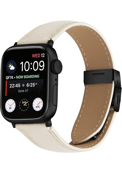 Apple Watch 42MM / 41MM / 40MM / 38MM Için Deri Saat Kayışı (Yurt Dışından)