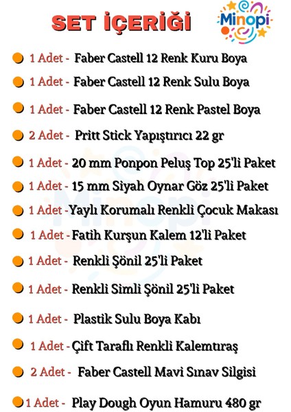 Kreş Anasınıfı Anaokulu Okul Kırtasiye Seti Okula Dönüş Seti 16 Parça Okul Seti fiyatları