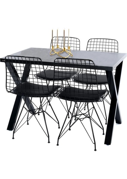 Masa Sandalye Takımı Xayak Mermer Desen
