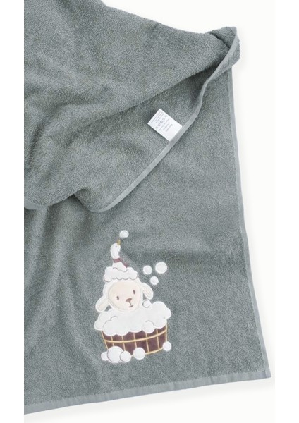 Kuzu Nakışlı Pamuk Bebek Havlusu (50X100 Cm) Haki modelleri