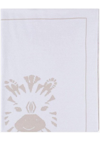 Bebek Triko Battaniyesi Çift Taraflı Krem Zebra 80x80 cm
