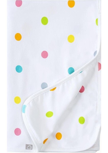 80x100 Cm Pamuklu Çift Katlı Bebek Battaniyesi Renkli Noktalar
