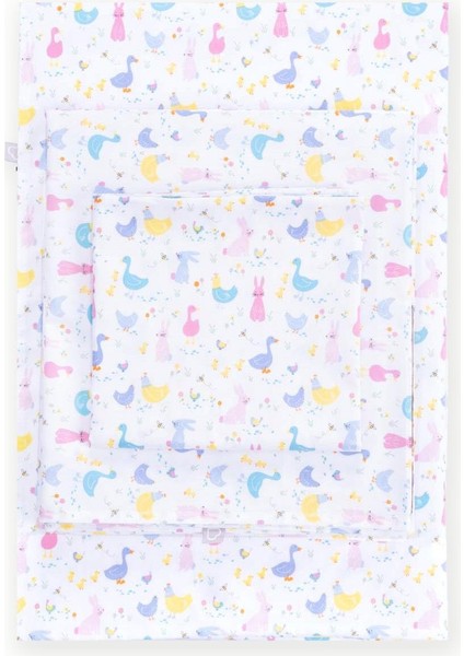 % 100 Pamuk Bebek Nevresim Takımı Renkli Hayvanlar