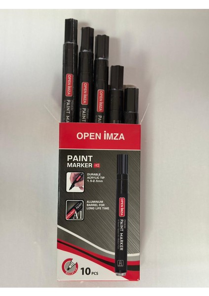 Marker Open Paint 10'lu Paket Beyaz-Mavi-Siyah
