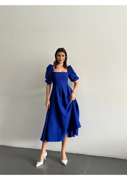 Karpuz Kol Kare Yaka Midi Elbise indirimleri