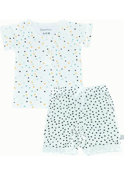 Bebek Çocuk Tişört Şort Takım Üçgenler Siyah