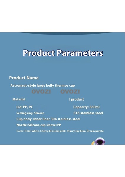850ML Astronot 316 Paslanmaz Çelik Öğrenci Çocuk Yalıtımlı Kupa (Yurt Dışından) fırsatları