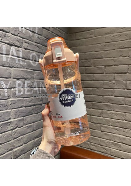 1500ML Büyük Kapasiteli Üç Boyutlu Karikatür Çıkartmalı Spor Kupa (Yurt Dışından)