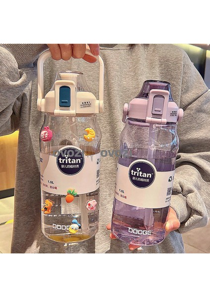 1500ML Büyük Kapasiteli Üç Boyutlu Karikatür Çıkartmalı Spor Kupa (Yurt Dışından) modelleri