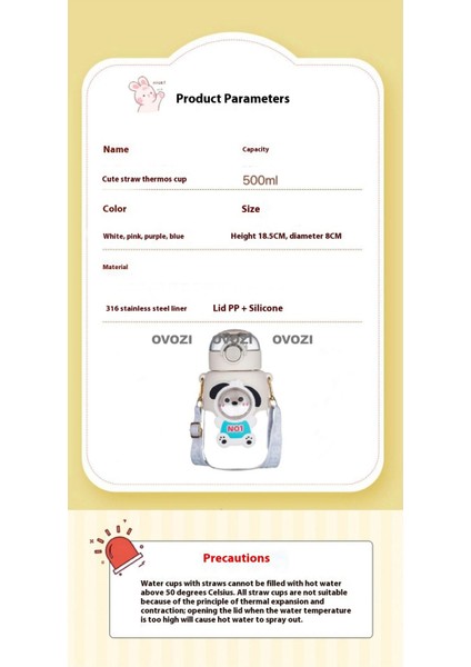 550ML Yüksek Değerli Öğrenci Çocuk 316 Paslanmaz Çelik Pipetli Yalıtımlı Kupa (Yurt Dışından) modelleri