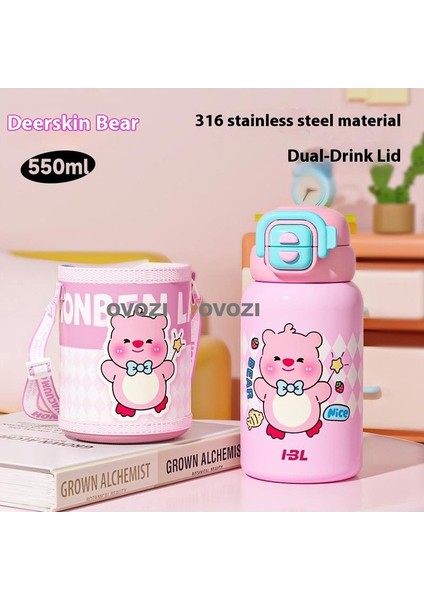 550ML Karikatür 316 Paslanmaz Çelik Pipetli Yalıtımlı Kupa (Yurt Dışından)