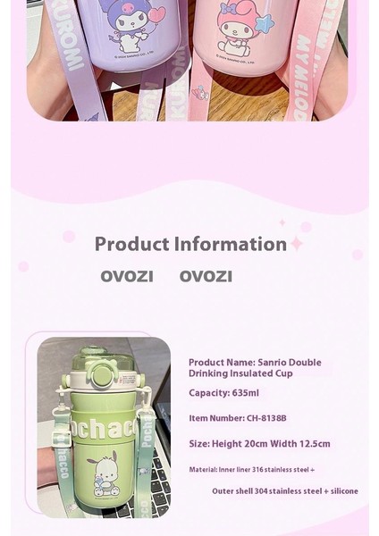 640ML Sanrio Çizgi Film Yüksek Değerli 316 Paslanmaz Çelik Pipetli Yalıtım Dağı (Yurt Dışından) fiyatları